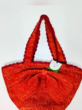 NWT Kate Spade Red Woven Tote Bag  Gorgeous Purse NEW